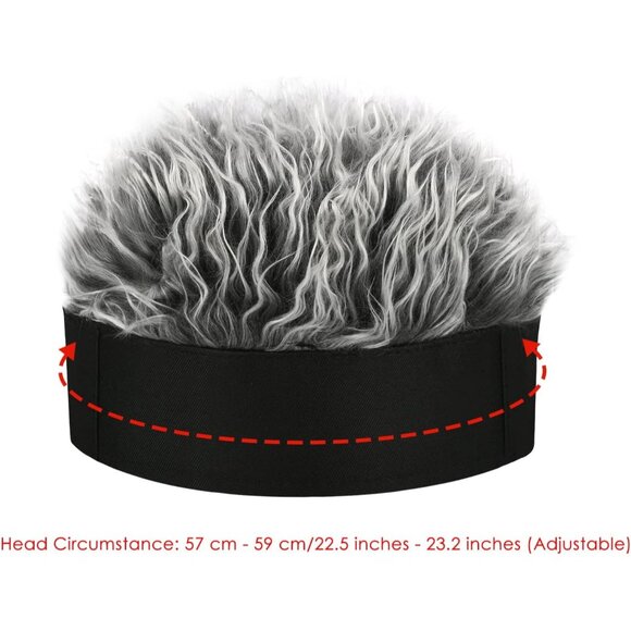 Men No Brim Black And Grey Adjustable Visor Hat With Spiked Wigs Fake Hair Visor - Picture 2 of 5